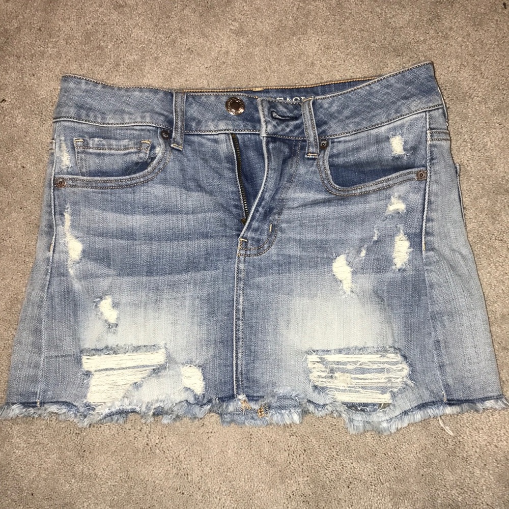 ripped jean skirt